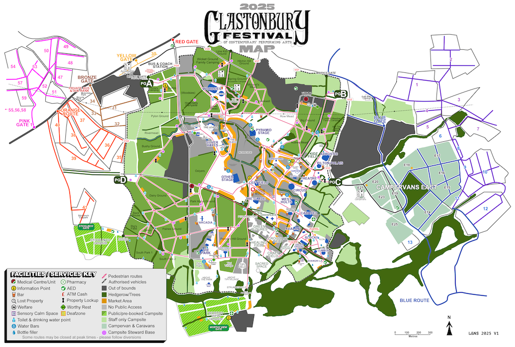 Glastonbury 2025 map