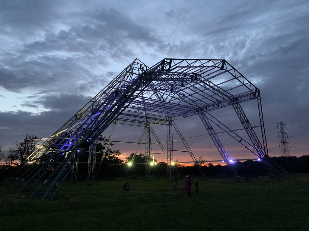 The Pyramid Stage at night