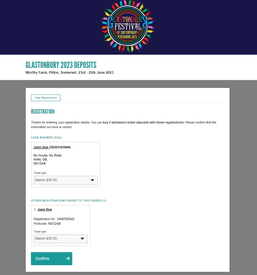 Registration Page Confirmation
