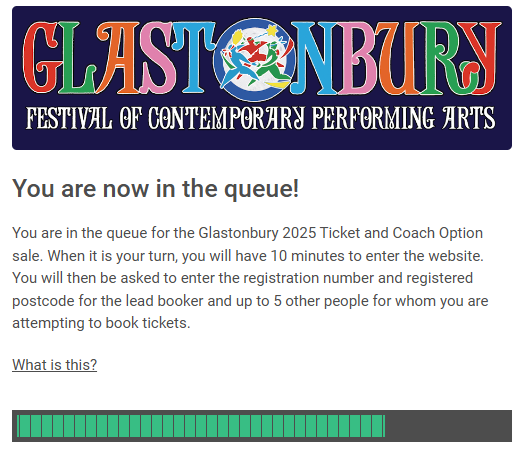 The Queue Page for Glastonbury Tickets